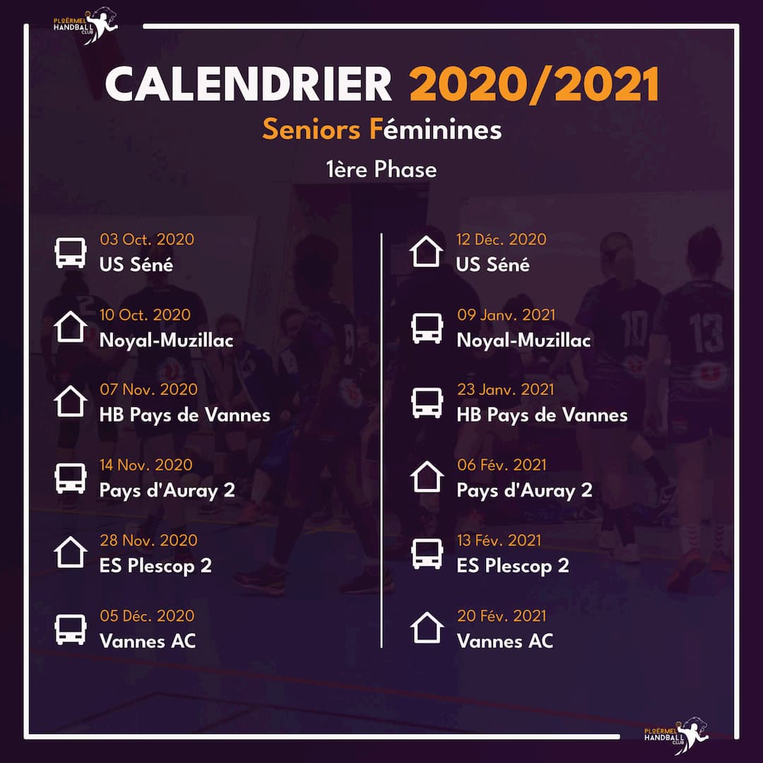 Calendrier de la 1ère phase des Seniors Féminines 2020/2021 1